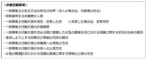 女性活躍推進No.8 　労働局への届け出時必須記載項目