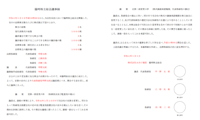 株主総会 議事録 押印