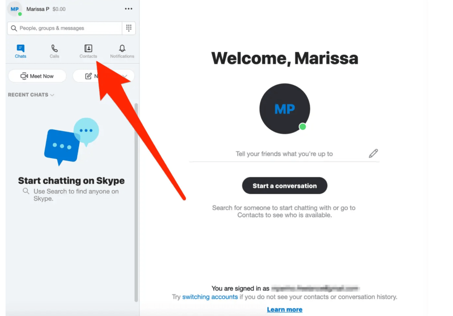 Skype　会議に招待したい人のアカウントを探し、連絡先追加のリクエストを送信