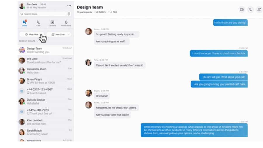 Skypeにアクセスし、リンクを取得