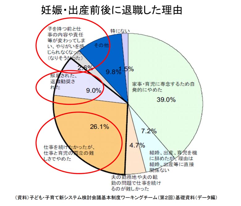 妊娠・出産前後に退職した理由 - 新産業構造部会（第２回）参考資料（抜粋）- 経済産業省